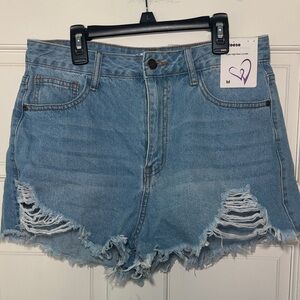 Distressed Denim Jean Shorts